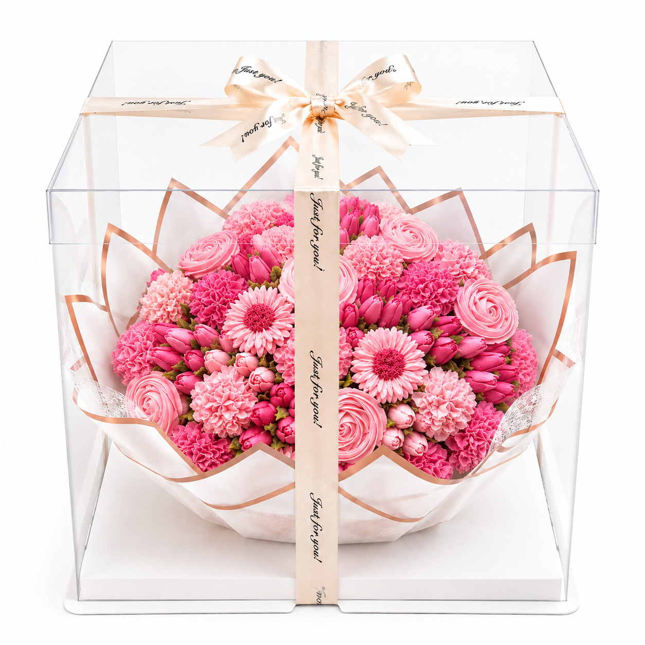 Pink Elegance cupcake bouquet gift box packaging, UAE delivery