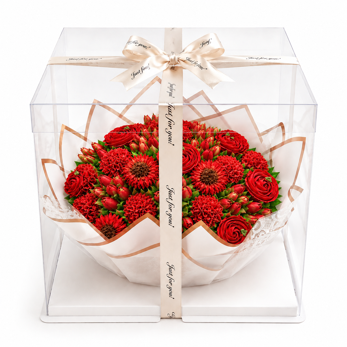 Rose Cascade cupcake bouquet gift box packaging, UAE delivery