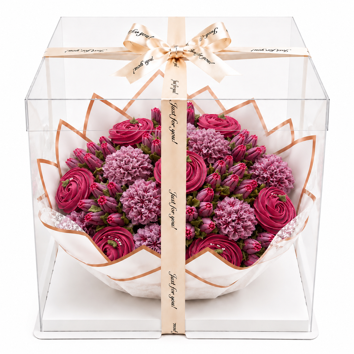Scarlet Muse cupcake bouquet gift box packaging, UAE delivery